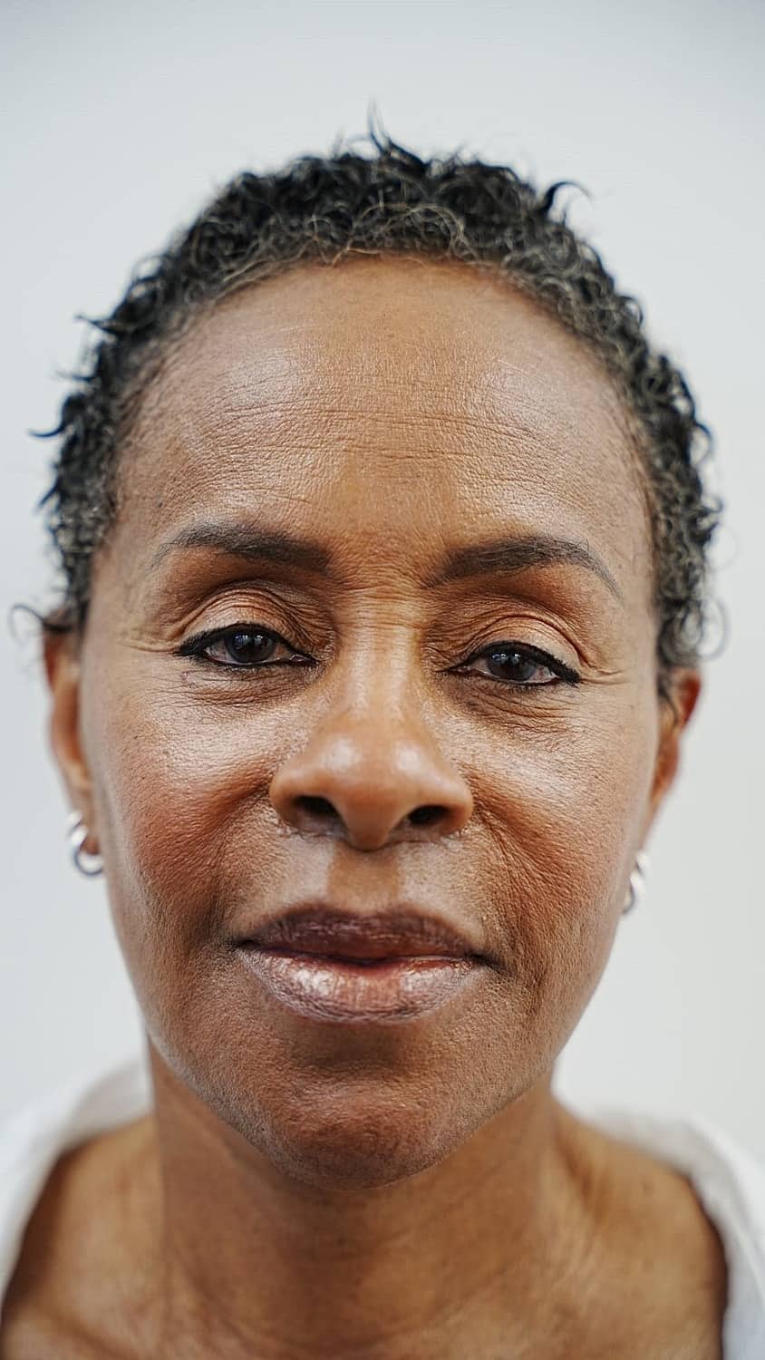 Vivian 1 month after revision facelift surgery, front view